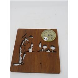 HAND CARVED WOOD BASE CLOCK