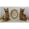 Image 1 : 2 BRASS CATS, WALL PLAQUE, TRINITY POTTER, USA