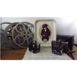 VINTAGE BROWNIE & POLAROID COLORPACK II CAMERAS, FILM REELS, KODAK TRAY