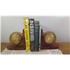 Image 1 : GLOBE BOOKENDS, 4 VINTAGE BOOKS