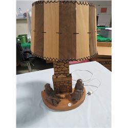 FRENCH FOLK ART LAMP, SIGNED