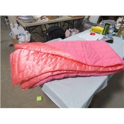 PINK SATIN QUILT/BLANKET, 1970s, UNUSED, HAND CRAFTED