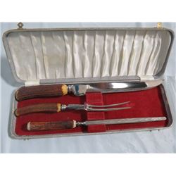 VINTAGE 3 PC CARVING SET W/CASE