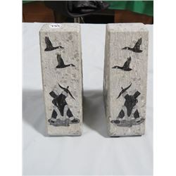 2 SOAPSTONE BOOKENDS