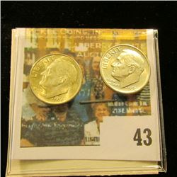 A nice pair of 1950 P Roosevelt Dimes, both Gem BU.