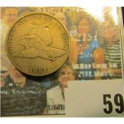 1857 U.S. Flying Eagle Cent, Very Good, Dig.