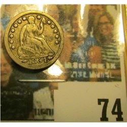 1854 Arrows at Date U.S. Seated Liberty Half Dime, Fine.