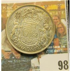 1939 Canada Half Dollar, VF.