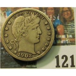 1902 S Barber Quarter, VF.
