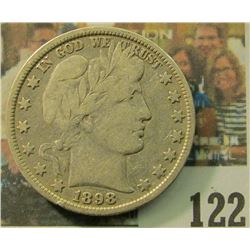 1898 P Barber Half dollar, F-VF.