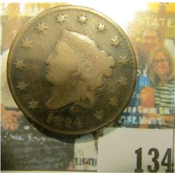 1824 U.S. Matron Head Large Cent, Good.