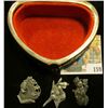 Image 2 : Double-heart design Silvered footed Jewelry Box containing a limited edtion silvered Snow Man Pin; S