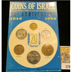 Coins of Israel Issued by the Bank of Israel 20th Anniversary Specimen Set 1948 1968. Six-pieces.