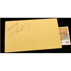 March 31, 1948 Beverly Hills, Calif. Postmarked Post Card adressed to Betty Mero & autographed "Sinc