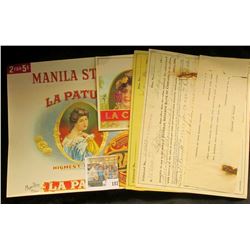 (4) Attractive near mint condition Cigar Box labels & May 12, 1920 $75,000 Collateral U.S. Certifica