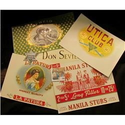 1940 era "Lee Riders Deputy Sheriff" Badge; & (5) Attractive near mint condition Cigar Box labels fr