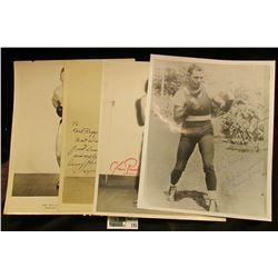 (4) Old Black & White Autographed Photos of Boxers. Includes "Danny Giovanelli", "Charlie Norkus", "