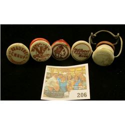 (5) different advertising Ceramic Bottle Stoppers for old antique Beer or Liquor Bottles.