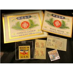 "White Pepper" & "Tomato Catsup" colorful Box labels issued by "Four Br& ", all Mint condition; "Mad