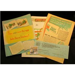 1952 Brochure "Have you seen the new John Deere Tractors?"; 1921 Check "The Empire Feed & Fuel Co…De