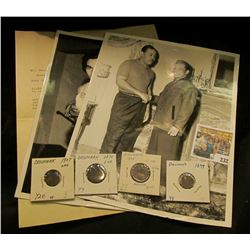Pair of 8" x 10" B & W Boxing Champion Photos; 1928 letter on letterhead "The Miller Drug Store L.F.
