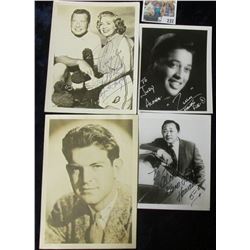 (4) different autographed B & W still Photos of famous Movie Stars including Phil Harris & Alice Fay