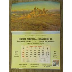 Large 1962 Calendar "Central Nebraska Commission Co. Broken Bow, Nebraska".