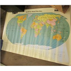 Pair of Large Western Union World Maps. These are both identical & Wall Size.