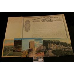 Unissued 1850 era Stock L& Scrip Certificate for "Iowa Central Air Line Rail-Road Co."; & (6) Differ