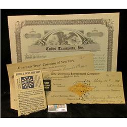 1920 Constantinople, Greece Check against Letter of Credit for $100, complete with Stamp; 1901 Check