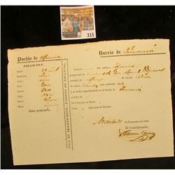 Slave Documentation Scrip from the Isl& of Puerto Rico dated December 1868.  Very similar to one in 