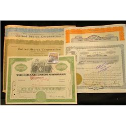 (5) Old Stock Certificates dating back to the crash in 1929. Includes "United States Corporation"; "