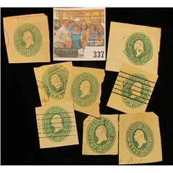 Pack of (8) Two Cent Washington Cut Squares from Envelopes.