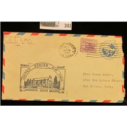 1934 First Flight Airmail Cover, Aberdeen South Dakota.