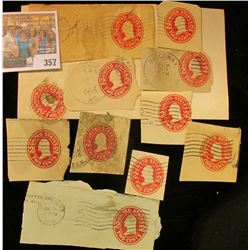 (10) Cut Squares Used 2c Washington Embosed Stamps from Postal Cards. Cat. No. U411.