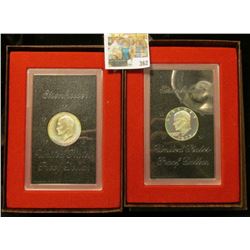 Pair of 1973 S Proof Silver Eisenhower Dollars in original boxes of issue.  At one time these sold f