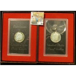 Pair of 1972 S Proof Silver Eisenhower Dollars in original boxes of issue.  Choice condition with gr