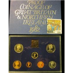 1982 Proof Coinage of "Great Britain & Northern Irel& " in original box of issue. (7 piece plus the 