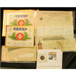 "Four Brand" Box labels for Mustard & Tomato catsup, both colorful and in Mint Condition; 1869 Recei