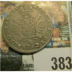 1752 Silver Austria/ Netherlands 1/8 Ducaton KM # 5, a very scarce early Silver specimen.