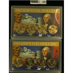James Monroe P & D, pair of John Quincy Adams P & D Presidential Dollars in a special case of issue.