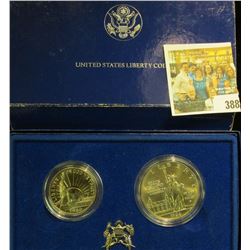1986 S Statue of Liberty Two-Coin Commemorative Set, Half-dollar & Dollar, Gem BU. In original box o