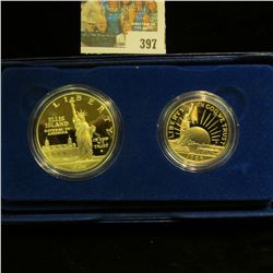1986 S Statue of Liberty Two-Coin Commemorative Set, Half-dollar & Dollar, Gem BU. In original box o