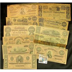 An interesting selection of facsimile Confederate States of America Bank notes and advertising notes
