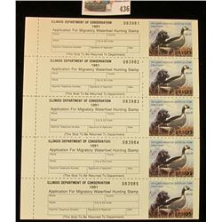 Mint Sheet of five 1991 Illinois Department of Conservation  First Day  Special Edition  1991 Illino