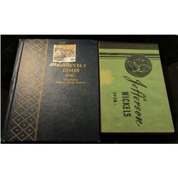Meghrig "Jefferson Nickels 1938" empty and used; Whitman Coin Album with Coins "Roosevelt Dimes 1946