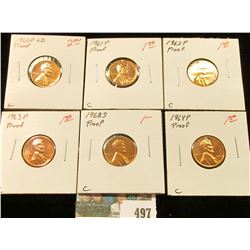 1960 P Large Date, 61 P, 62 P, 63 P 64 P, & 68 S U.S. Proof Lincoln Cents.