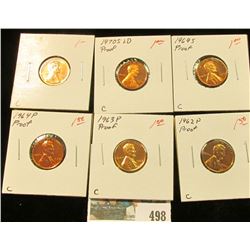 1962 P, 63 P 64 P, 69 S, 70 S LD, & 71 S U.S. Proof Lincoln Cents.