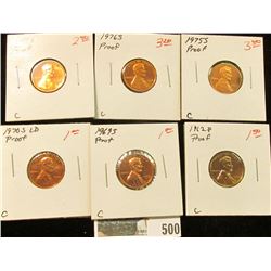 1962 P, 69 S, 70 S LD, 75 S 76 S, & 77 S U.S. Proof Lincoln Cents.