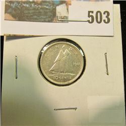 1948 Canadian Silver dime, Better date, only 422,741 minted, EF.